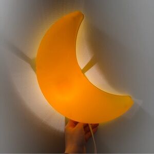 IKEA SMILA MÅNE Yellow Plastic Crescent Moon Wall Light Plug In Cord & Switch